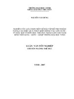 Nghiên cứu lựa chọn một số bài tập bổ trợ nhằm nâng cao hiệu quả thực hiện động tác lộn xuôi  tỳ đầu bật ở môn học thể dục nhào lộn cho nam sinh viên k45a  GDTC GDQP trường đại học vinh 