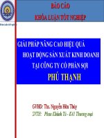 Slide giải pháp nâng cao hiệu quả sản xuất kinh doanh tại công ty cổ phần sợi phú thạnh 