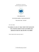 Tác động của đầu tư trực tiếp nước ngoài lên tăng trưởng kinh tế việt nam thông qua kênh dẫn truyền thị trường tài chính 