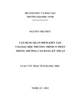 Vận dụng quan điểm kiến tạo vào dạy học phương trình vi phân trong trường cao đẳng kỹ thuật 