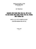 Nghiên cứu phản ứng của SO2 với Cr(VI) và khả năng ứng dụng phân tích SO2 trong môi trường khí 