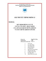 QUY ĐỊNH PHÁP LUẬT về cơ cấu tổ CHỨC, HOẠT ĐỘNG của sở GIAO DỊCH CHỨNG KHOÁN và sàn CHỨNG KHOÁN UPCOM 