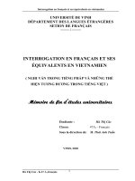 Interrogation en francais et ses équivalents en vietnamien=nghi vấn trong tiếng pháp và những thể hiện tương đương trong tiếng việt 