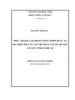 Thực trạng lao động nông thôn di cư tự do theo mùa vụ tại thị trấn tân kỳ   huyện tân kỳ   tỉnh nghệ an 