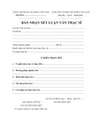 Tài liệu Bản nhận xét luận văn thạc sĩ docx