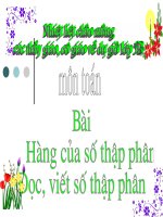 Bài giảng Toán 5 bài Hàng của số thập phân, đọc viết số thập phân