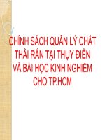 CHÍNH SÁCH QUẢN lý CHẤT THẢI rắn tại THỤY điển và bài học KINH NGHIỆM CHO TP HCM 