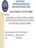 Slide ẢNH HƯỞNG của VIỆC XUẤT KHẨU LAO ĐỘNG đến mức SỐNG hộ GIA ĐÌNH tại xã vạn TRẠCH,HUYỆN bố TRẠCH, TỈNH QUẢNG BÌNH 