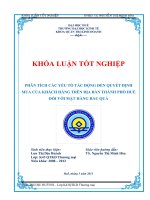 PHÂN TÍCH các yếu tố tác ĐỘNG đến QUYẾT ĐỊNH MUA của KHÁCH HÀNG TRÊN địa bàn THÀNH PHỐ HUẾ đối với mặt HÀNG RAU QUẢ 