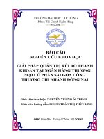 GIẢI PHÁP QUẢN TRỊ rủi RO THANH KHOẢN tại NGÂN HÀNG THƯƠNG mại cổ PHẦN sài gòn CÔNG THƢƠNG CHI NHÁNH ĐỒNG NAI 