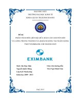 PHÂN TÍCH mối LIÊN hệ GIỮA rào cản CHUYỂN đổi và LÒNG TRUNG THÀNH của KHÁCH HÀNG tại NGÂN HÀNG TMCP EXIMBANK HUẾ 