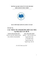 CÁC NHÂN tố ẢNH HƯỞNG đến GIÁ NHÀ tại địa bàn TP  HCM 