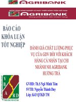 Slide ĐÁNH GIÁ CHẤT LƯỢNG PHỤC vụ của GDV đối với KHÁCH HÀNG cá NHÂN tại CHI NHÁNH NH AGRIBANK  HƯƠNG TRÀ 
