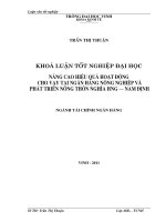 Nâng cao hiệu quả hoạt động cho vay tại ngân hàng nông nghiệp và phát triển nông thôn nghĩa hưng   nam định luận văn tốt nghiệp đại học 