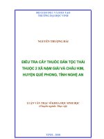 Điều tra cây thuốc dân tộc thái thuộc 2 xã nậm giải và châu kim , huyện quế phong, tỉnh nghệ an 