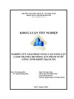 Nghiên cứu giải pháp nâng cao năng lực cạnh tranh của sản phẩm nước uống tinh khiết bạch mã của công ty TNHH NNMTV xây dựng và cấp nước thừa thiên huế tại thừa thiên huế 