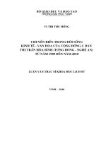 Chuyển biến trong đời sống kinh tế   văn hoá của cộng đồng cư dân thị trấn hoà bình (tương dương   nghệ an) từ năm 1989 đến năm 2010 