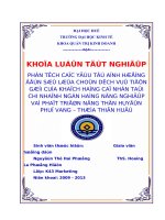 Phân tích các yếu tố ảnh hưởng đến sự lựa chọn dịch vụ tiền gửi của khách hàng cá nhân tại chi nhánh ngân hàng nông nghiệp và phát triển nông thôn huyện phú vang – thừa thiên huế 