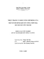 Thực trạng và khả năng mở rộng của một số mô hình khuyến nông trên địa bàn huyện yên thành 