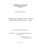 Đánh giá kỹ năng đọc và xây dựng graph môn sinh học lớp 11   THPT 