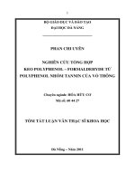 Nghiên cứu tổng hợp keo polyphenol   formaldehyde từ polyphenol nhóm tannin của vỏ thông 