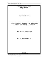 Hướng dẫn học sinh hợp tác theo nhóm trong dạy học địa lí 11   CCGD 