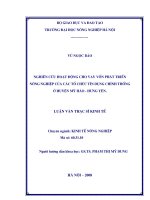 Nghiên cứu hoạt động cho vay vốn phát triển nông nghiệp của các tổ chức tín dụng chính thống ở huyện mỹ hào, hưng yên 