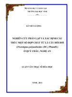 Nghiên cứu phân lập và xác định cấu trúc một số hợp chất từ lá cây dời dơi ( fissistigma polyanthoides (DC ) phamh ) ở quỳ châu, nghệ an luận văn thạc sỹ hóa học 