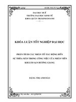 Phân tích các nhân tố tác động đến sự thỏa mãn trong công việc của nhân viên khách sạn hương giang 