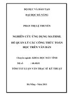 Nghiên cứu ứng dụng mathml để quản lý các công thức toán học trên văn bản 
