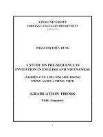 A study on pre sequence in invitation in english and vietnamese 