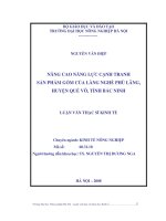 Nâng cao năng lực cạnh tranh của sản phẩm gốm của làng nghề phù lãng, huyện quế võ, tỉnh bắc ninh 
