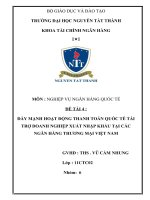 ĐẨY MẠNH HOẠT ĐỘNG THANH TOÁN QUỐC tế tài TRỢ DOANH NGHIỆP XUẤT NHẬP KHẨU tại các NGÂN HÀNG THƯƠNG mại VIỆT NAM 