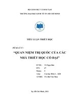 QUAN NIỆM TRỊ QUỐC của các NHÀ TRIẾT học cổ đại 