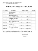 Tài liệu LỊCH TRỰC TẾT NGUYÊN ĐÁN 2011