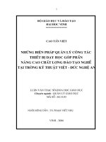 Những biện pháp quản lí công tác thiết bị dạy học góp phần nâng cao chất lượng đào tạo nghề tại trường kĩ thuật việt đức   nghệ an 