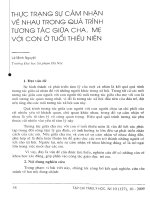 Thực trạng sự cảm nhận về nhau trong quá trình tương tác giữa cha, mẹ với con ở tuổi thiếu niên