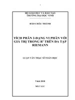 Tích phân 2 dạng vi phân với giá trị trong r2 trên đa tạp RIEMANN 