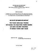 Tri thức bản địa trong sử dụng tài nguyên thiên nhiên và bảo vệ môi trường ở nông thôn việt nam 