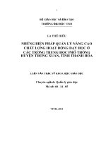 Những biện pháp quản lý nâng cao chất lượng hoạt động dạy học ở các trường trung học phổ thông huyện thường xuân, tỉnh thanh hóa luận văn thạc sĩ khoa học giáo dục 