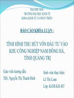 Slide TÌNH HÌNH THU hút vốn đầu tư vào KHU CÔNG NGHIỆP NAM ĐÔNG hà, TỈNH QUẢNG TRỊ 