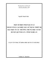 MỘT số BIỆN PHÁP QUẢN lí NHẰM NÂNG CAO HIỆU QUẢ sử DỤNG THIẾT bị dạy học ở các TRƯỜNG TRUNG học cơ sở HUYỆN QUỲNH lưu, TỈNH NGHỆ AN 
