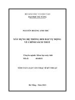 Xây dựng hệ thống hỏi đáp tự động về chính sách thuế 