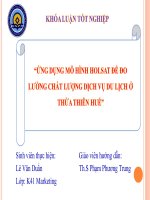 Slide ứng dụng mô hình HOLSAT để đo lường chất lượng dịch vụ du lịch ở thừa thiên huế 