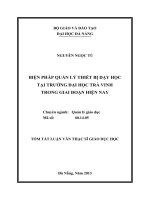 Biện pháp quản lý thiết bị dạy học tại trường đại học trà vinh trong giai đoạn hiện nay 