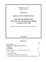 Đảng bộ thành phố vinh với công tác xoá đói giảm nghèo giai đoạn 1996   2005 