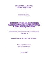 Phát triển tư duy cho học sinh thông qua các phương pháp giải bài tập hóa học hữu cơ ở trường trung học phổ thông luận văn thạc sỹ giáo dục học 