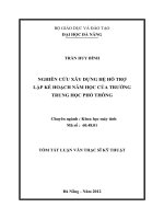 Nghiên cứu xây dựng hệ hỗ trợ lập kế hoạch năm học của trường trung học phổ thông 