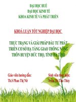 Slide THỰC TRẠNG và GIẢI PHÁP đầu tư PHÁT TRIỂN cơ sở hạ TẦNG GIAO THÔNG NÔNG THÔN HUYỆN đức THỌ, TỈNH hà TĨNH 