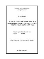 Sử dụng phương pháp biến đổi sóng con gabor và mạng neuron trong nhận dạng vân tay 
